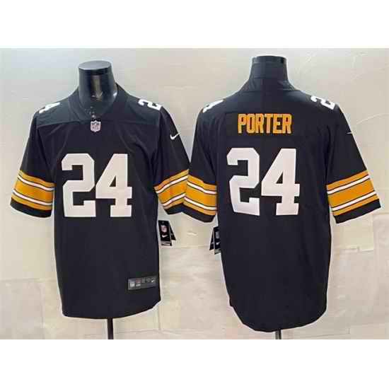 Men Pittsburgh Steelers 24 Joey Porter Jr  Black Vapor Untouchable Limited Stitched Jersey