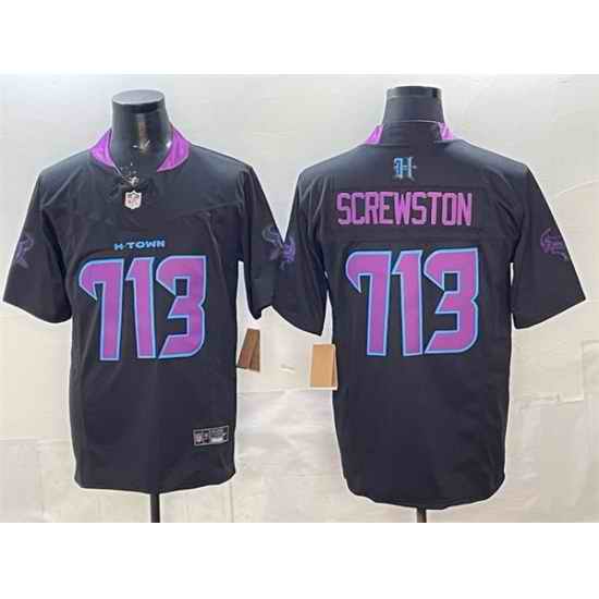 Men Houston Texans 713 Screwston Black F U S E  2025 DJ SCREW Vapor Limited Stitched Football Jersey
