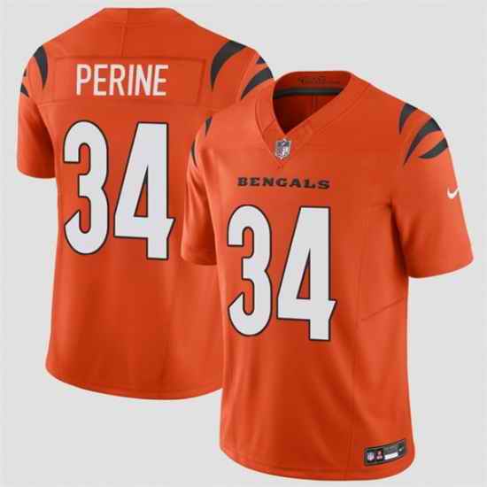 Men Cincinnati Bengals 34 Samaje Perine Orange 2025 F U S E  Vapor Untouchable Limited Stitched Football Jersey