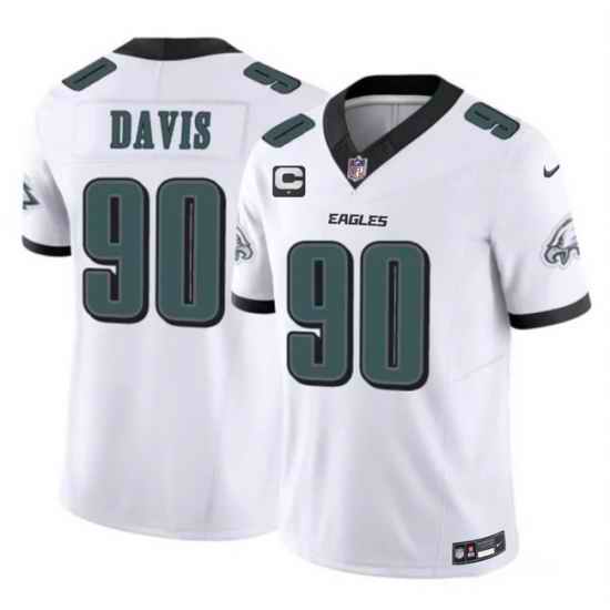 Men Philadelphia Eagles 90 Jordan Davis White 2025 F U S E 1 Star C Patch Vapor Untouchable Limited Stitched Football Jersey
