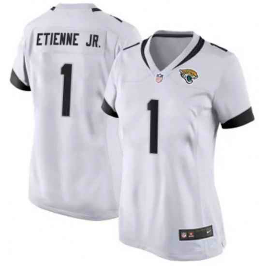 Women Jacksonville Jaguars 1 Travis Etienne JR White 2024 Prowler Throwback Vapor Limited Stitched Football Jersey