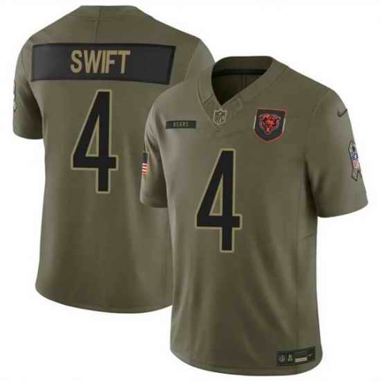 Men Chicago Bears 4 D 27Andre Swift Olive 2025 F U S E  Salute to Service Limited Stitched Football Jersey