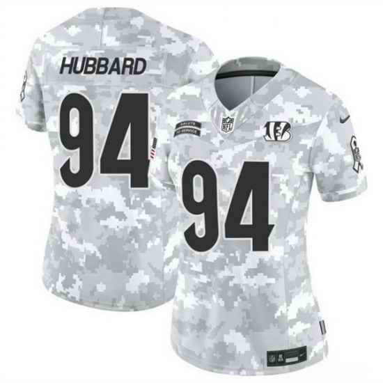 Women Cincinnati Bengals 94 Sam Hubbard 2024 F U S E Arctic Camo Salute To Service Limited Stitched Football Jersey