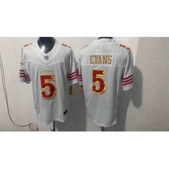 Men San Francisco 49ers  5 Mike Evans White Gold 2026 F U S E   Rivalries  Vapor Limited Stitched Football Jersey