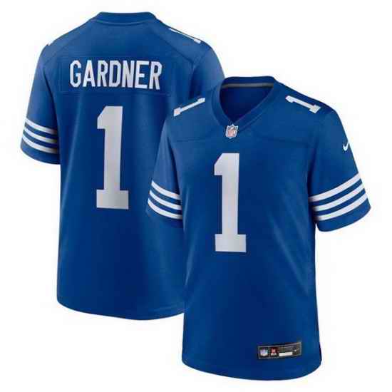 Men Indianapolis Colts 1 Sauce Gardner Blue 2025 Stitched Game Jersey