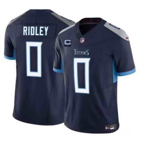 Men Tennessee Titans 0 Calvin Ridley Navy 2025 F U S E  With 1 Star C Patch Vapor Limited Stitched Football Jersey