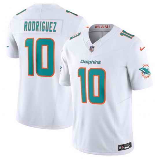 Men Miami Dolphins  10 Jacob Rodriguez White 2026 Draft F U S E  Vapor Limited Stitched Football Jersey