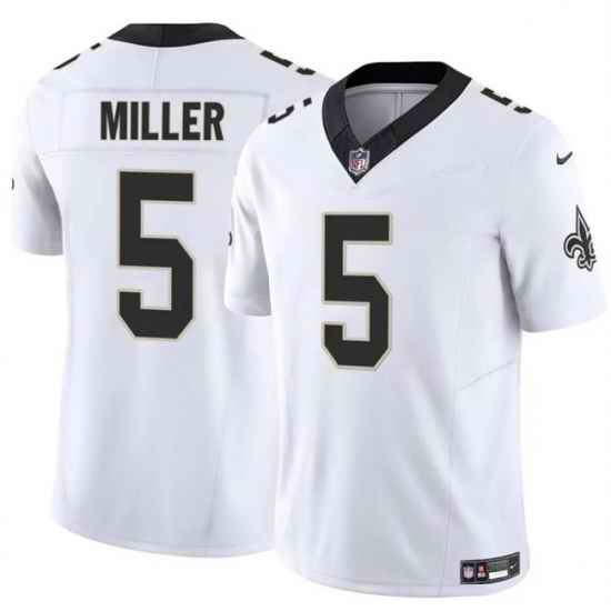 Men New Orleans Saints 5 Kendre Miller White 2025 F U S E Vapor Limited Stitched Football Jersey