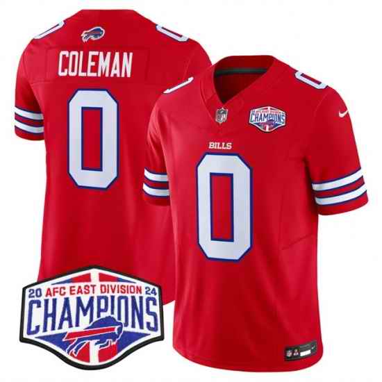 Men Buffalo Bills 0 Keon Coleman Red F U S E  2024 AFC East Division Champions Vapor Limited Stitched Football Jersey
