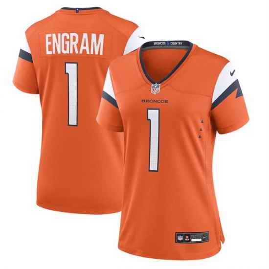 Women Denver Broncos 1 Evan Engram Orange 2025 Alternate Stitched Game Jersey