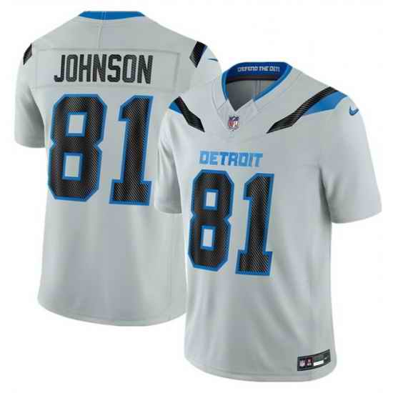 Men Detroit Lions  81 Calvin Johnson Silver 2026 F U S E  Rivalries Collection Limited Stitched Football Jersey