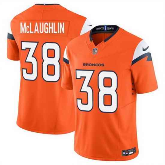 Men Denver Broncos 38 Jaleel McLaughlin Orange 2025 F U S E  Vapor Limited Stitched Football Jersey