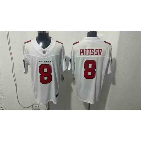 Men Atlanta Falcons  8 Kyle Pitts Sr  White 2026 New F U S E  Vapor Untouchable Limited Stitched Football Jersey