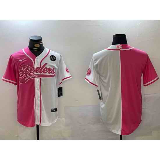 Men Pittsburgh Steelers Blank 2024 Arctic Red White Salute To Service Stitched Baseball Jersey 3