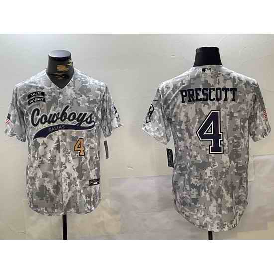 Men Dallas Cowboys 4 Dak Prescott 2024 Arctic Camo Salute To Service Stitched Baseball Jersey 2