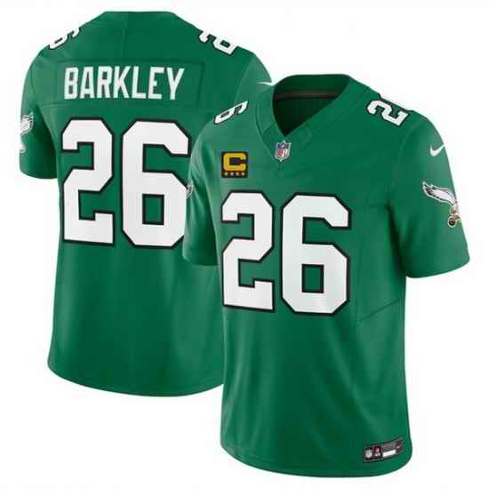 Men Philadelphia Eagles 26 Saquon Barkley Kelly Green 2025 F U S E  With 4 Star C Patch Vapor Untouchable Limited Throwback Stitched Football Jersey