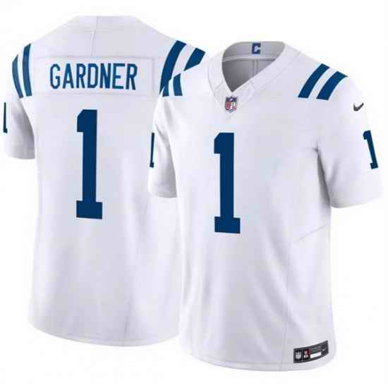 Men Indianapolis Colts 1 Sauce Gardner White 2025 F U S E  Vapor Limited Stitched Football Jersey
