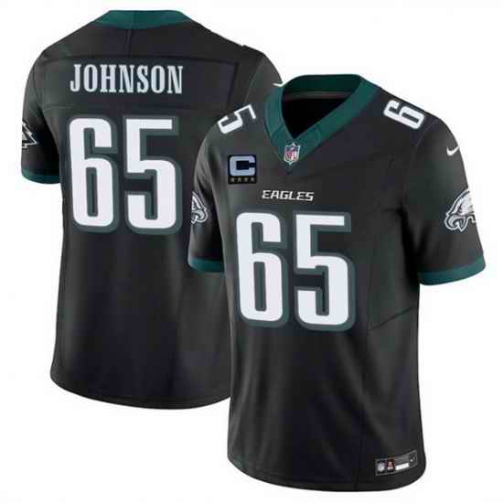 Men Philadelphia Eagles 65 Lane Johnson Black 2025 F U S E  With 4 Star C Patch Vapor Untouchable Limited Throwback Stitched Football Jersey