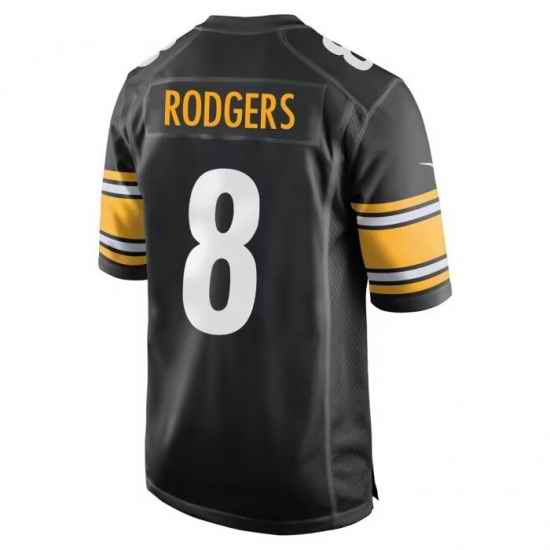 Men Pittsburgh Steelers Aaron Rodgers #8 Black Stitched Football Jersey