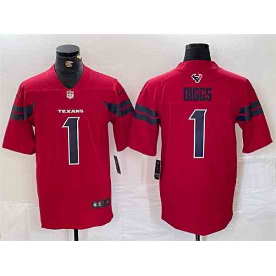 Men Houston Texans 1 Stefon Diggs Red Vapor Untouchable Stitched Football Jersey