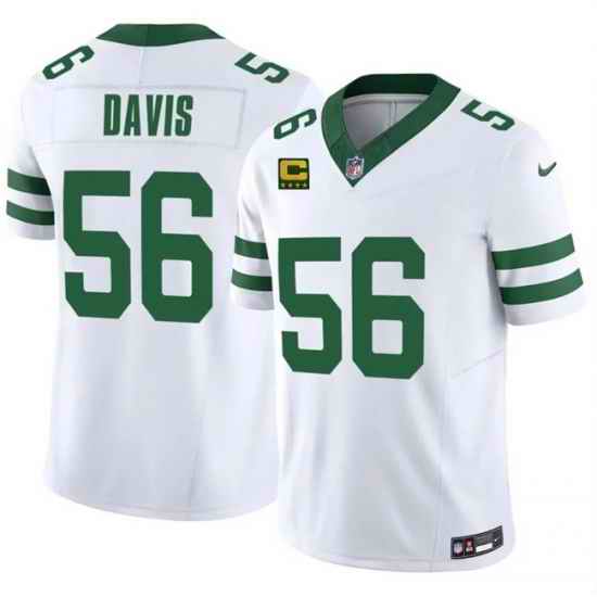 Men New York Jets 56 Demario Davis White 2025 F U S E 4 Star C Patch Vapor Untouchable Limited Stitched Jersey