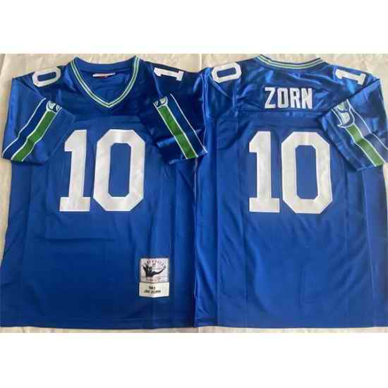 Men Seattle Seahawks 10 Jim Zorn Royal Throwback Stitched Football Jersey