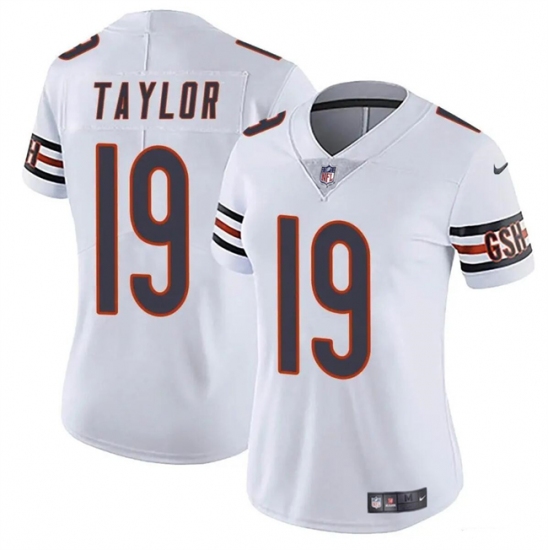 Women Chicago Bears 19 Tory Taylor White 2024 Vapor Stitched Jersey