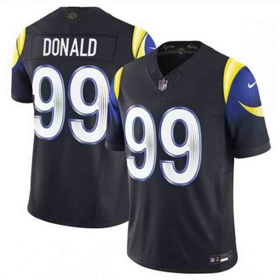 Men Los Angeles Rams 99 Aaron Donald Black 2025 F U S E Rivalries Vapor Limited Stitched Football Jersey