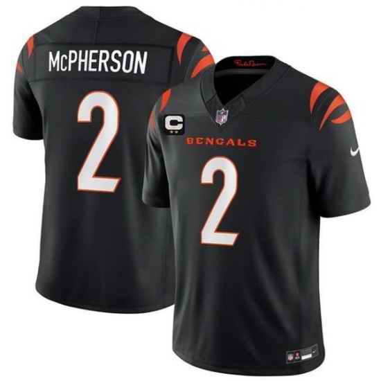 Men Cincinnati Bengals 2 Evan McPherson Black 2026 F U S E 2 Star C Patch Vapor Untouchable Limited Stitched Football Jersey