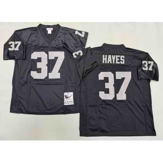 Men Las Vegas Raiders 37 Lester Hayes Black Throwback Stitched Football Jersey