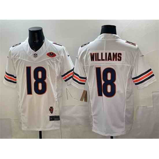 Men Chicago Bears 18 Caleb Williams White F U S E  With Illinois and VMH Patch Stitched Football Jersey