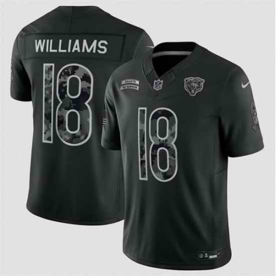 Men Chicago Bears 18 Caleb Williams Black F U S E 2026 Salute to Service Limited Stitched Football Jersey