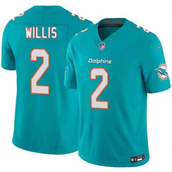 Men Miami Dolphins  2 Malik Willis Aqua 2026 F U S E  Vapor Limited Stitched Football Jersey