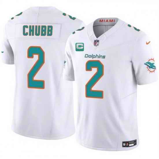 Men Miami Dolphins 2 Bradley Chubb White 2025 F U S E  With 1 Star C Patch Vapor Limited Stitched Football Jersey