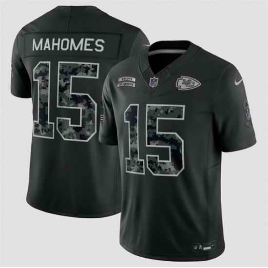 Men Kansas City Chiefs 15 Patrick Mahomes Black F U S E 2026 Salute to Service Limited Stitched Football Jersey
