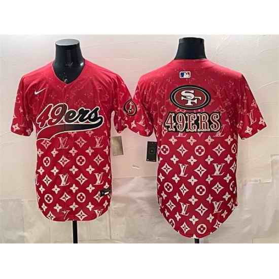Men San Francisco 49ers Team Big Logo Red Limited Stitched Baseball Jersey 1