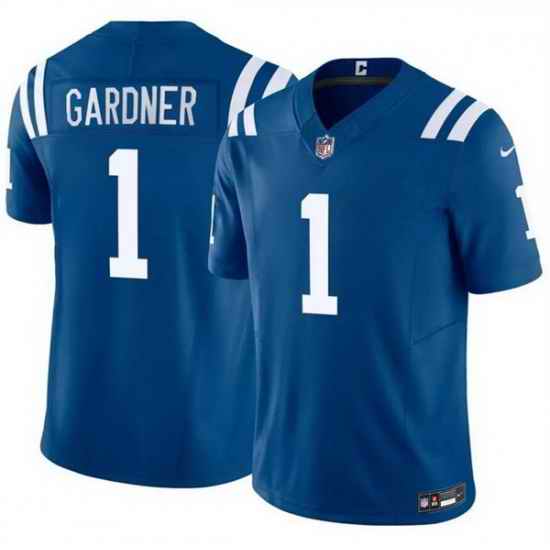 Men Indianapolis Colts 1 Sauce Gardner Blue 2025 F U S E  Vapor Limited Stitched Football Jersey