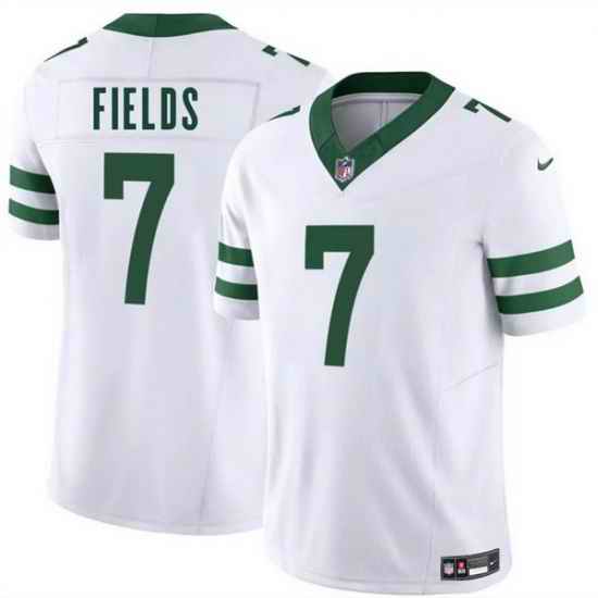 Men New York Jets 7 Justin Fields White 2025 F U S E  Vapor Untouchable Limited Stitched Jersey