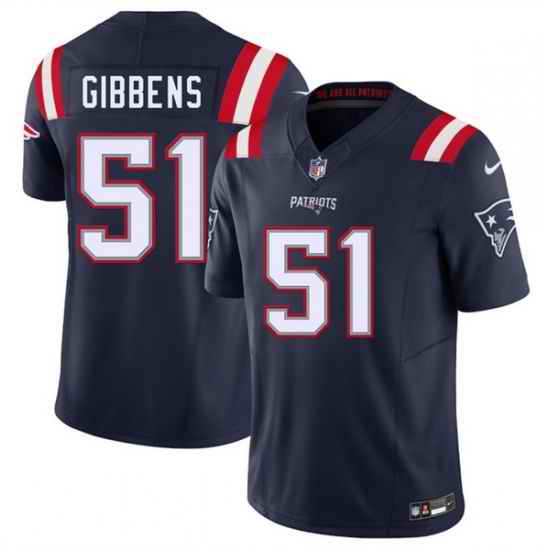 Men New England Patriots 51 Jack Gibbens Navy 2025 F U S E  Vapor Limited Stitched Football Jersey
