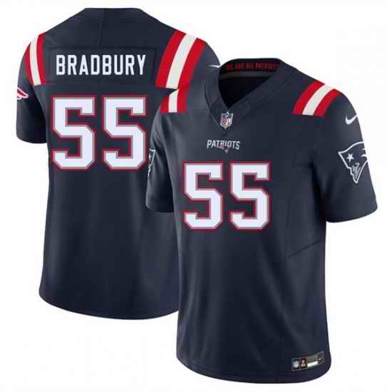 Men New England Patriots 55 Garrett Bradbury Navy 2025 F U S E  Vapor Limited Stitched Football Jersey