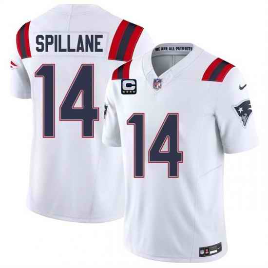 Men New England Patriots 14 Robert Spillane White 2026 F U S E 4 Star C Pach Vapor Limited Stitched Football Jersey