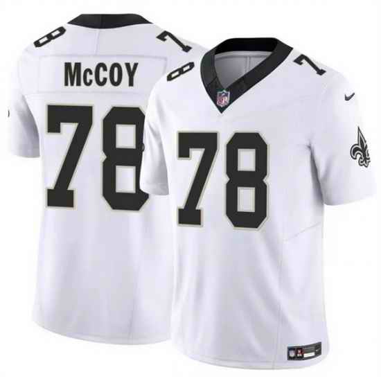 Men New Orleans Saints 78 Erik McCoy White 2025 F U S E Vapor Limited Stitched Football Jersey