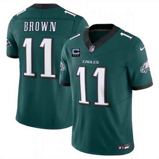 Men Philadelphia Eagles 11 A J  Brown Green 2025 F U S E  With 3 Star C Patch Vapor Untouchable Limited Stitched Football Jersey