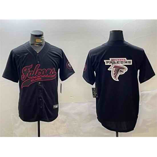 Men Atlanta Falcons Team Big Logo Black With Patch Cool Base Stitched Baseball Jersey