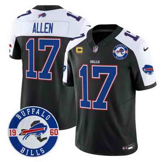 Men Buffalo Bills 17 Josh Allen Black Alternate F U S E  4 Star C With Est  1960 Patch Vapor Untouchable Limited Stitched Football Jersey