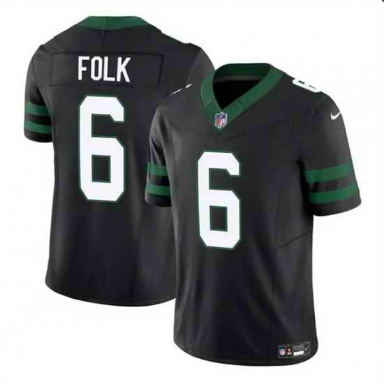 Men New York Jets 6 Nick Folk Black 2025 F U S E  Vapor Untouchable Limited Stitched Jersey
