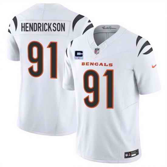 Men Cincinnati Bengals 91 Trey Hendrickson White 2025 F U S E  With 1 Star C Patch Vapor Untouchable Limited Stitched Football Jersey