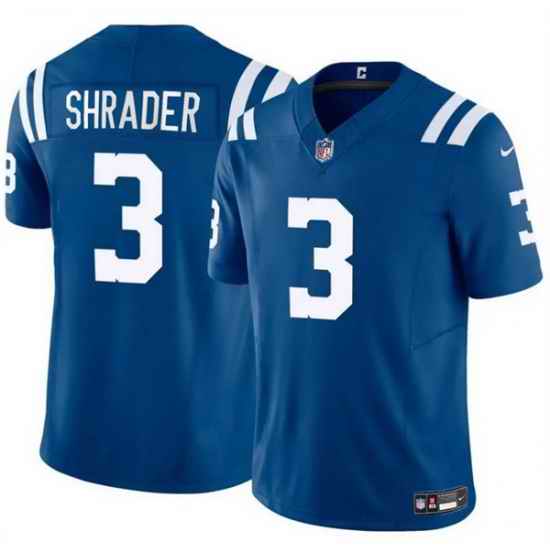 Men Indianapolis Colts 3 Spencer Shrader Blue 2025 F U S E  Vapor Limited Stitched Football Jersey