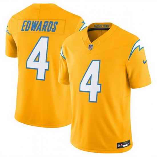 Men Los Angeles Chargers 4 Taylor Heinicke Gold 2025 F U S E  Alternate Vapor Limited Stitched Football Jersey