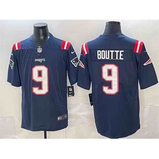 Men New England Patriots 9 Kayshon Boutte Navy Vapor Limited Stitched Football Jersey